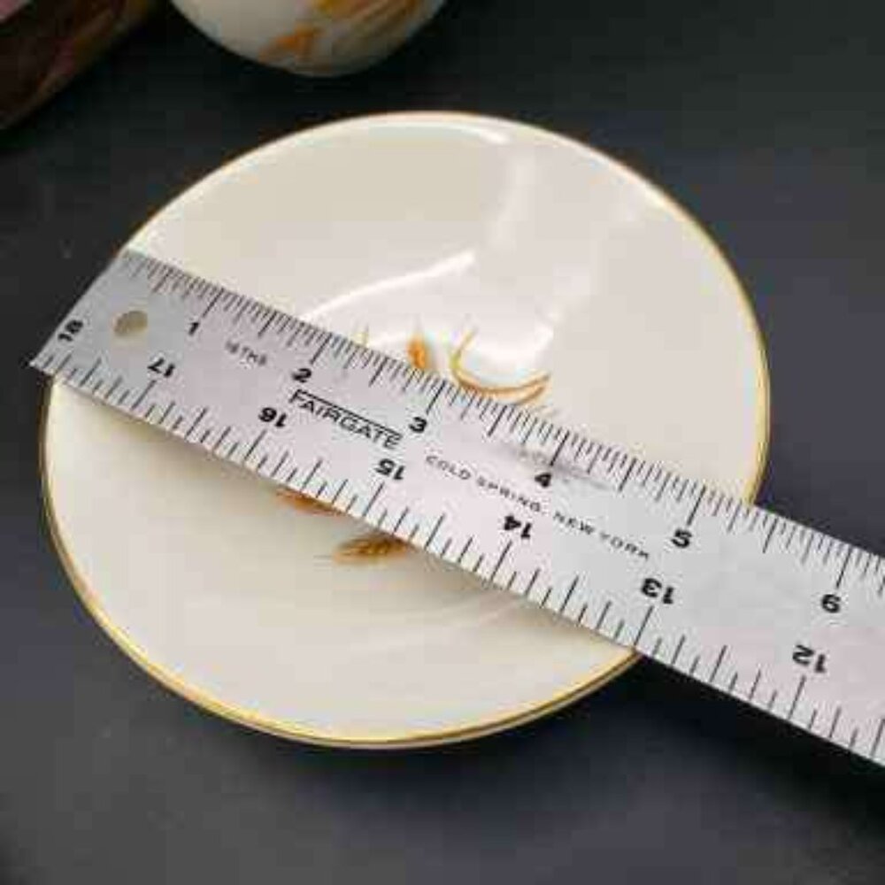 Golden Wheat 22K Gold Oven Proof Cup & Saucer Set 6 + Berry Bowl Made USA - Picture 10 of 12